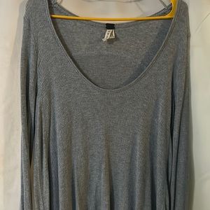 Free People Womens Malibu Thermal Long Sleeve Top Grey Size Small